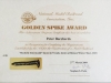 Golden Spike Certificate - 27 March 2009